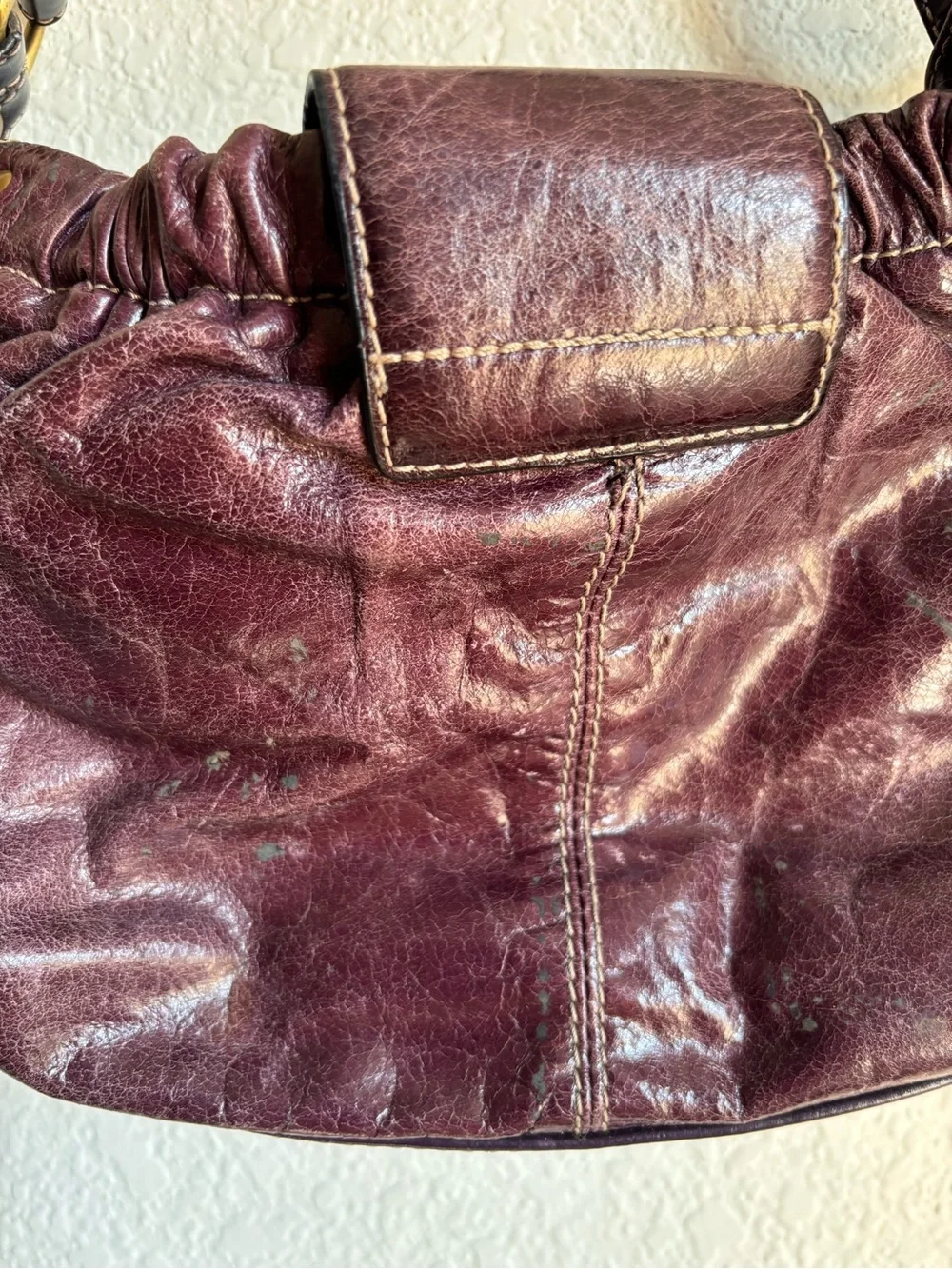 Vintage  Y2K 2000s Classic Burgundy Leather Shoulder Bag